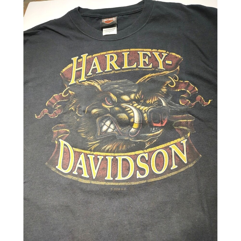 Harley Shop Longview TX, HARLEY Davidson  Black T Shirt  LG Motorcycle 2009 Tee